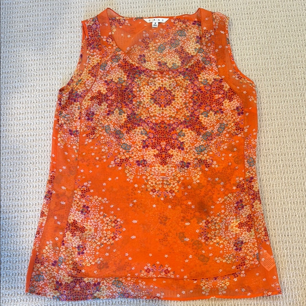 CAbi Orange Red Sleeveless Tank Top
